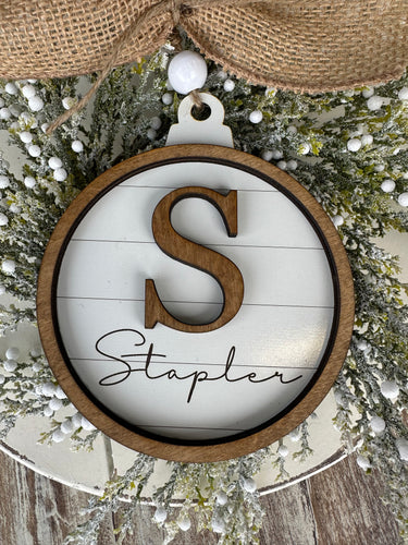 Shiplap Monogram Ornament