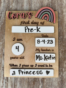 Personalized First Day of School Signs
