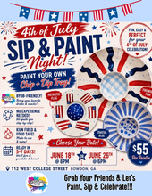 Load image into Gallery viewer, 4th of July Sip &amp; Paint Night - Red, White &amp; Blue Chip &amp; Dip Tray