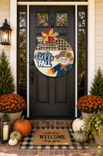 Load image into Gallery viewer, Hello Fall Scarecrow Door Sign