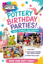 Load image into Gallery viewer, 🎨 August 2026 Pottery Birthday Parties at Brushstrokes Art Studio