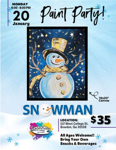 Snowman Canvas Paint Party!!!