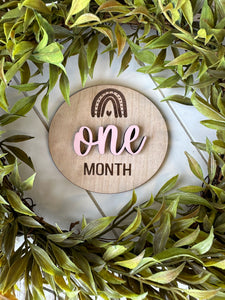 Wooden 3D Monthly Milestone Markers