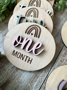 Wooden 3D Monthly Milestone Markers