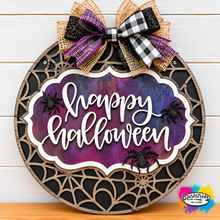 Load image into Gallery viewer, 🕷️ Happy Halloween – Spooky Spiderweb Door Sign