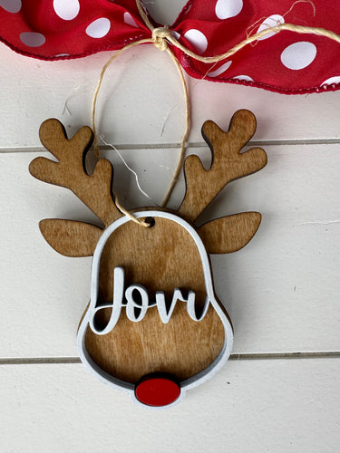 Santa's Reindeer Custom Name Ornament