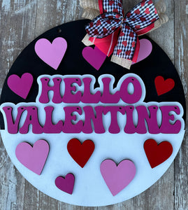 Hello Valentine Retro Heart Sign