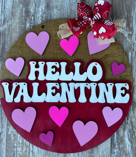 Hello Valentine Retro Heart Sign