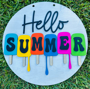 Hello Summer Popsicle Drip Door Hanger