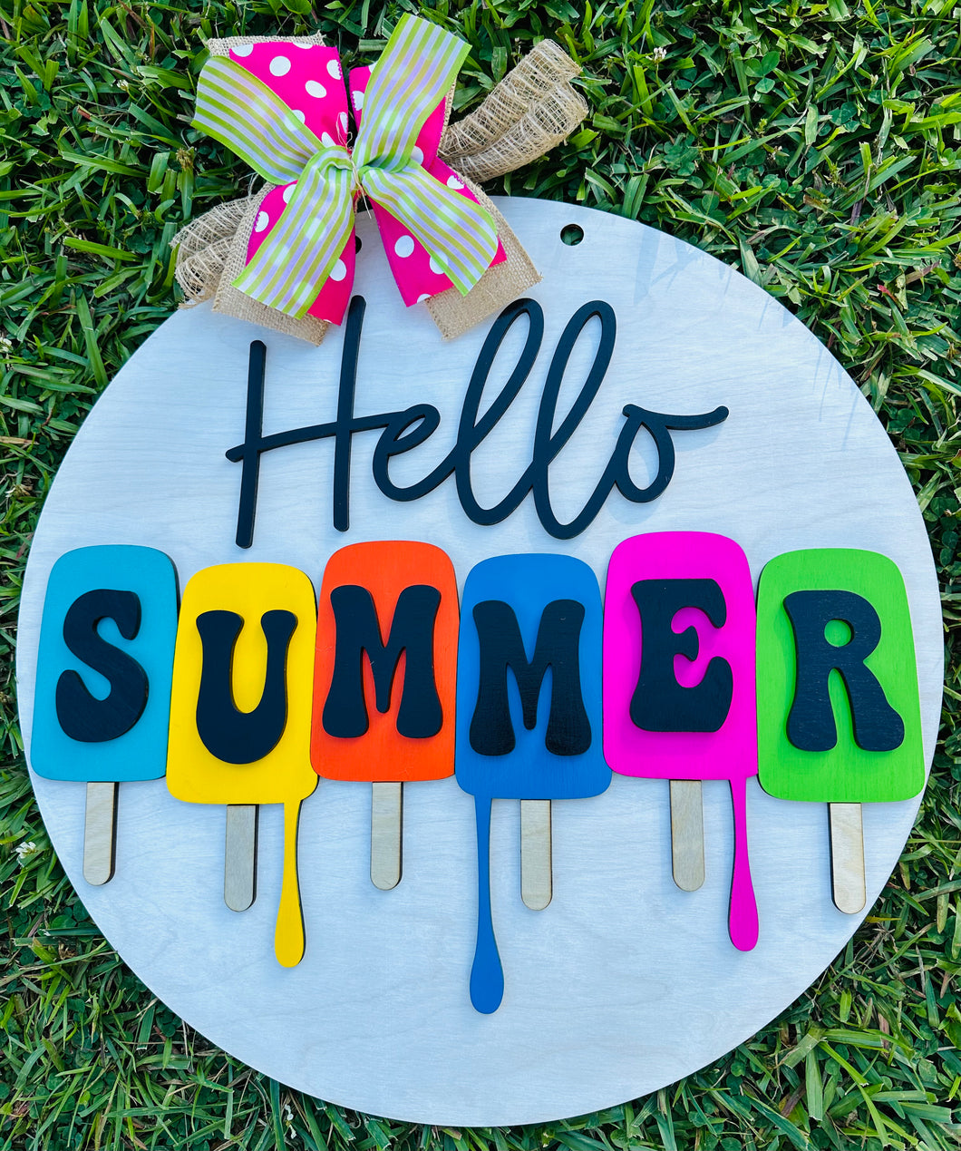 Hello Summer Popsicle Drip Door Hanger