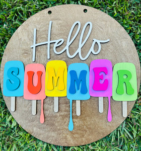 Hello Summer Popsicle Drip Door Hanger