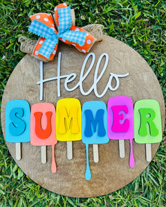 Hello Summer Popsicle Drip Door Hanger