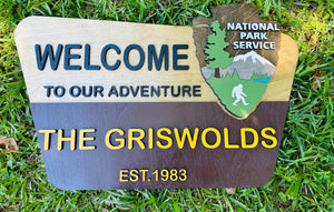 Welcome to Our Adventure National Park Door Hanger