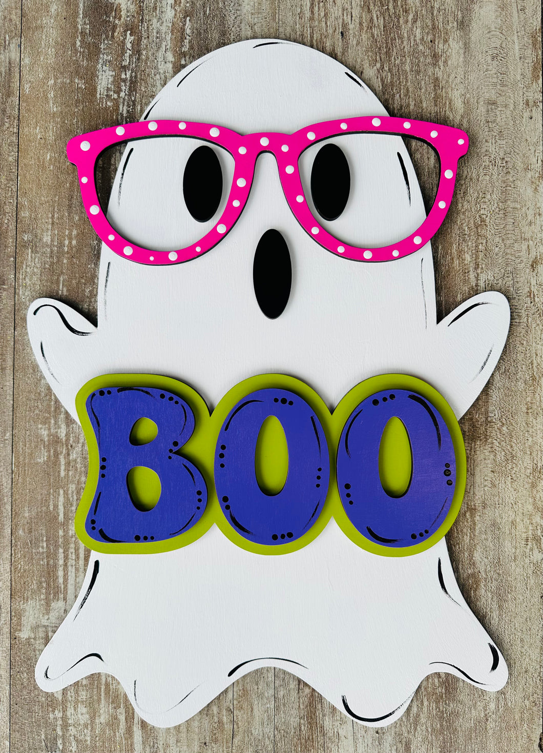 Boo Ghost with Glasses Door Hanger