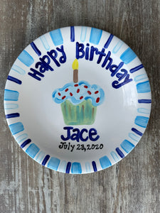 Small or Large Ceramic Personalized Birthday Plate