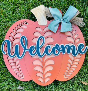 Folk Art Welcome Pumpkin