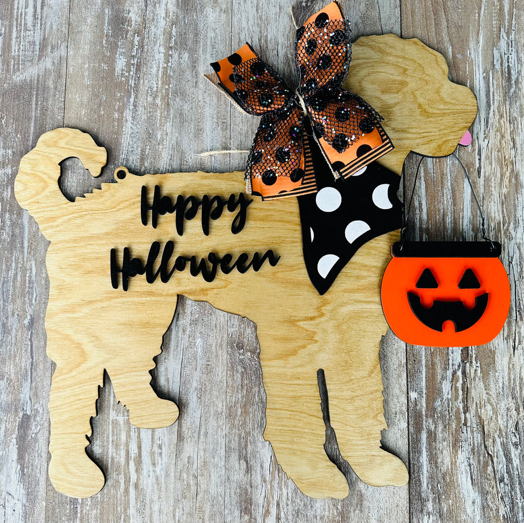 Silhouette Dog Happy Halloween Door Hanger