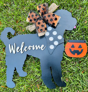 Interchangeable Silhouette Dog Welcome Door Hanger