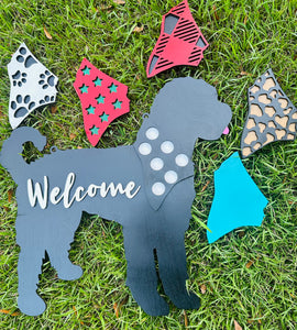 Interchangeable Silhouette Dog Welcome Door Hanger