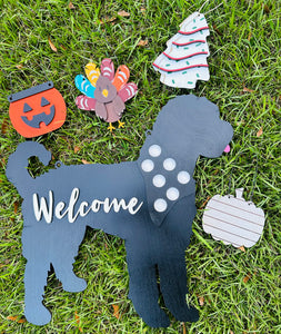 Interchangeable Silhouette Dog Welcome Door Hanger