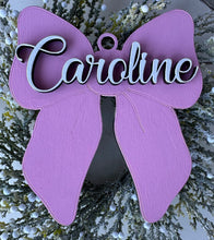 Load image into Gallery viewer, Personalized Girly Bow Christmas Ornament