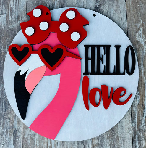 Hello Love Flamingo Sign