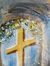 Load image into Gallery viewer, Hand Painted Prayer Dough Bowl with Glass &amp; Resin