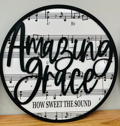 Amazing Grace Music Notes Sign