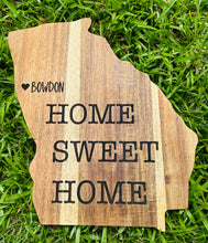 Load image into Gallery viewer, Home Sweet Home Personalized State of Georgia Shaped Cutting Board
