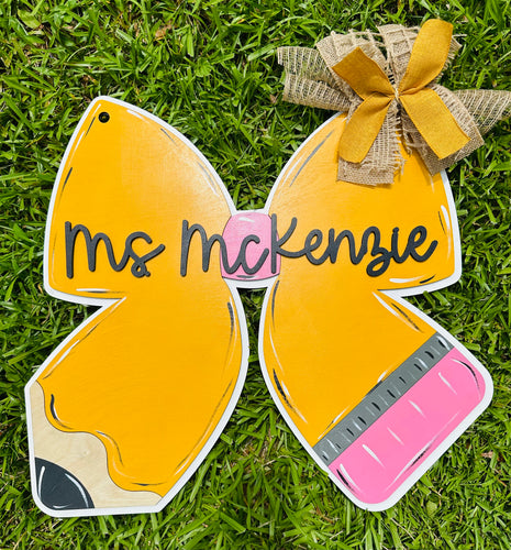 Personalized Pencil Bow Door Sign