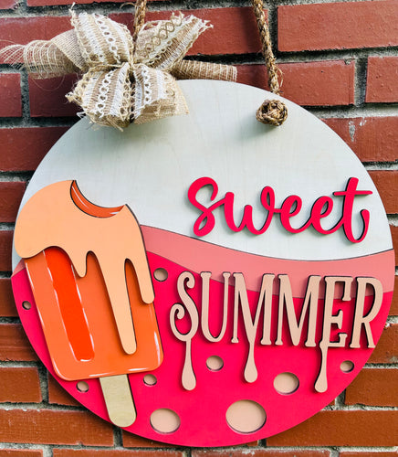 Sweet Summer Popsicle Drip Door Sign