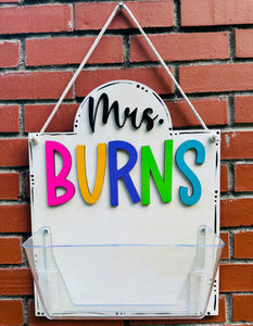 Personalized Door Sign with Attached File Folder