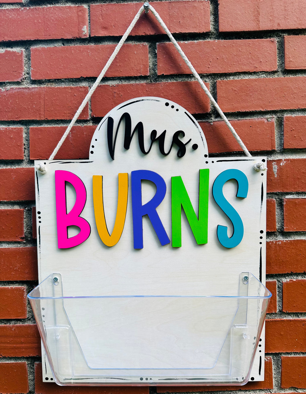 Personalized Door Sign with Attached File Folder