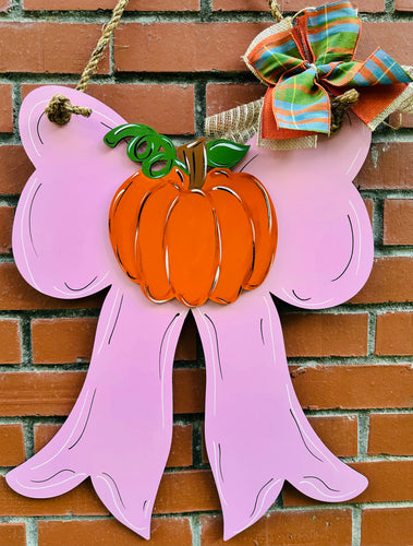 Pumpkin Bow Door Sign
