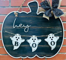 Load image into Gallery viewer, Hey Boo Hanging Ghost Door Sign