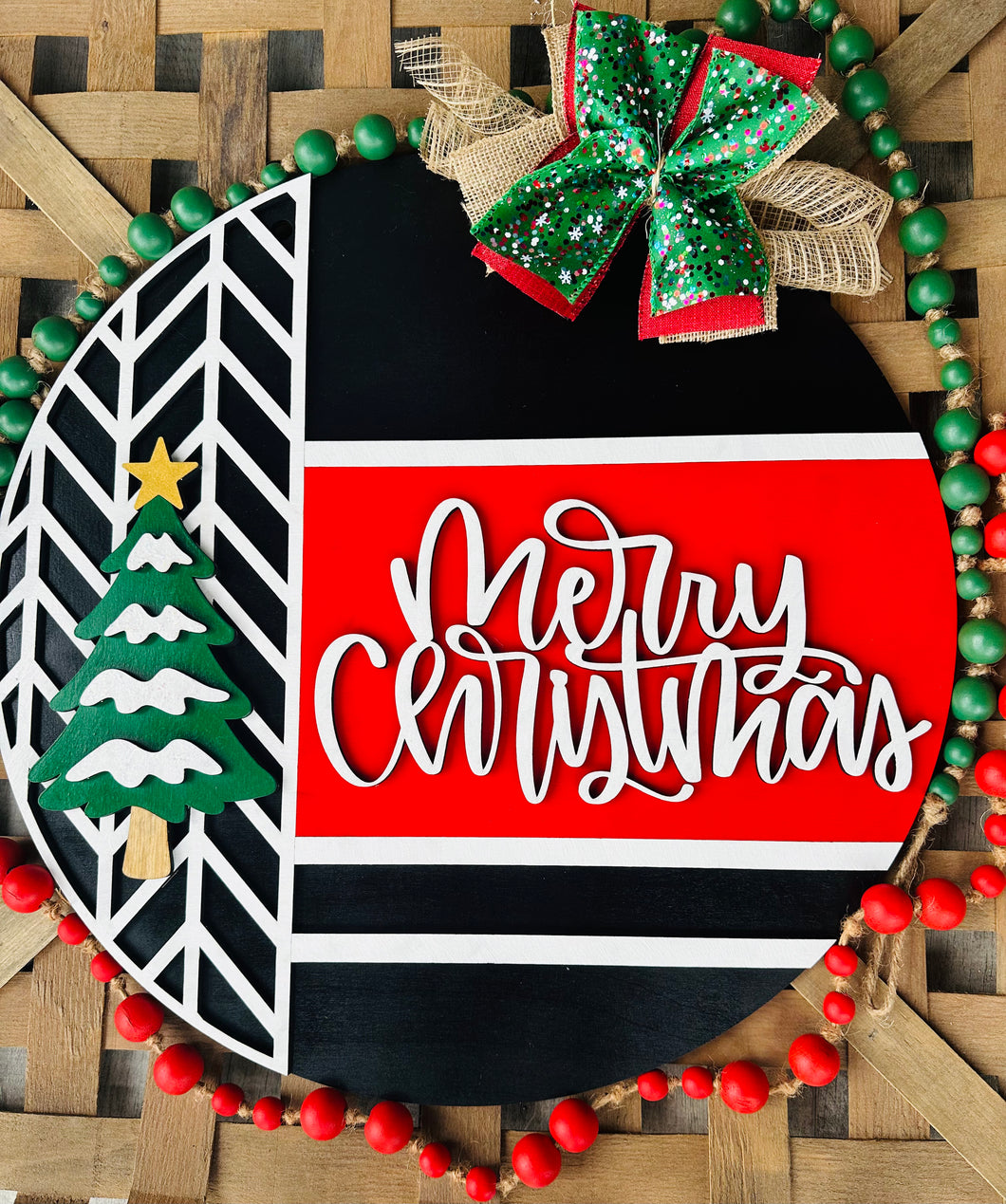 Merry Christmas Modern Door Sign