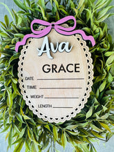 Load image into Gallery viewer, Personalized Oval Newborn Announcement Sign