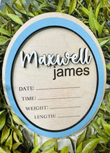Load image into Gallery viewer, Personalized Oval Newborn Announcement Sign