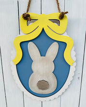 Load image into Gallery viewer, Scalloped Oval Bunny with Bow Door Sign