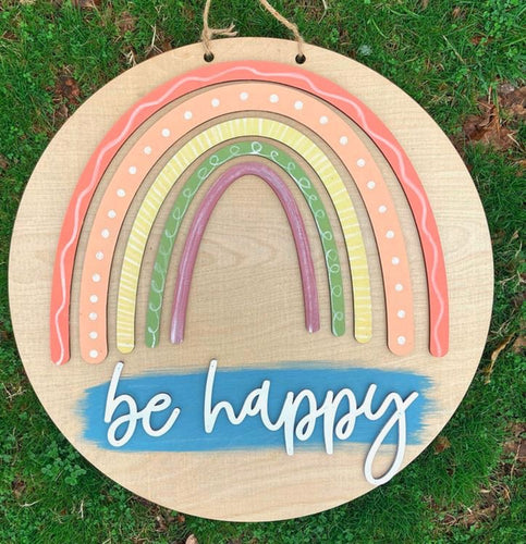 Rainbow Be Happy Door Sign