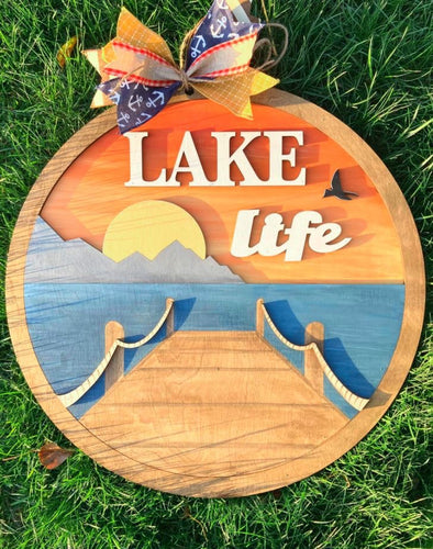 Lake Life with Dock Door Sign