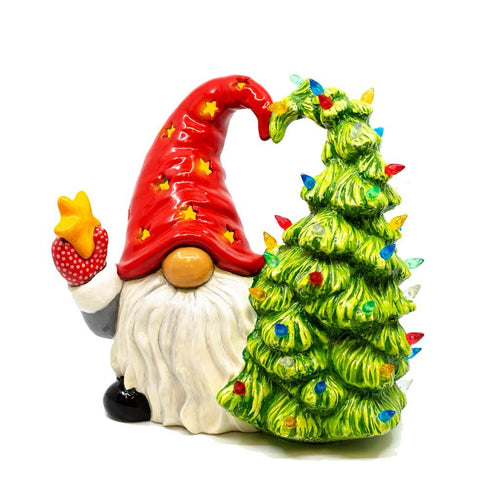 Lighted Gnome Hugging Tree