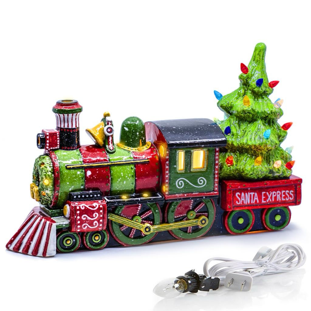 Lighted Christmas Train with Tree