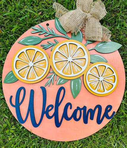 Three Lemons Welcome Door Hanger