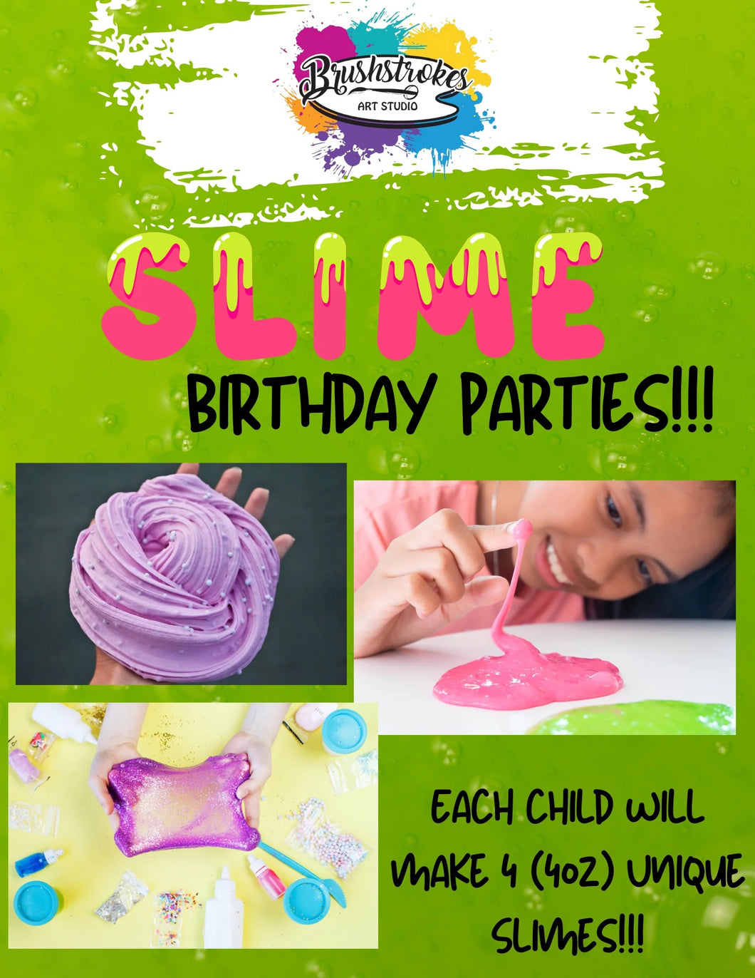 August 2025 Kids Slime Birthday Parties