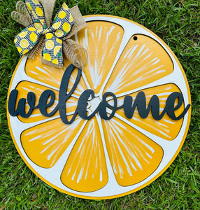 Welcome Inside View Lemon Door Hanger