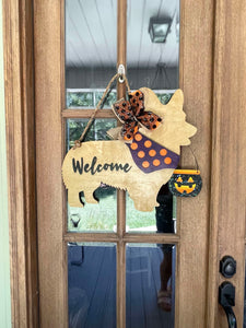 Interchangeable Silhouette Dog Welcome Door Hanger