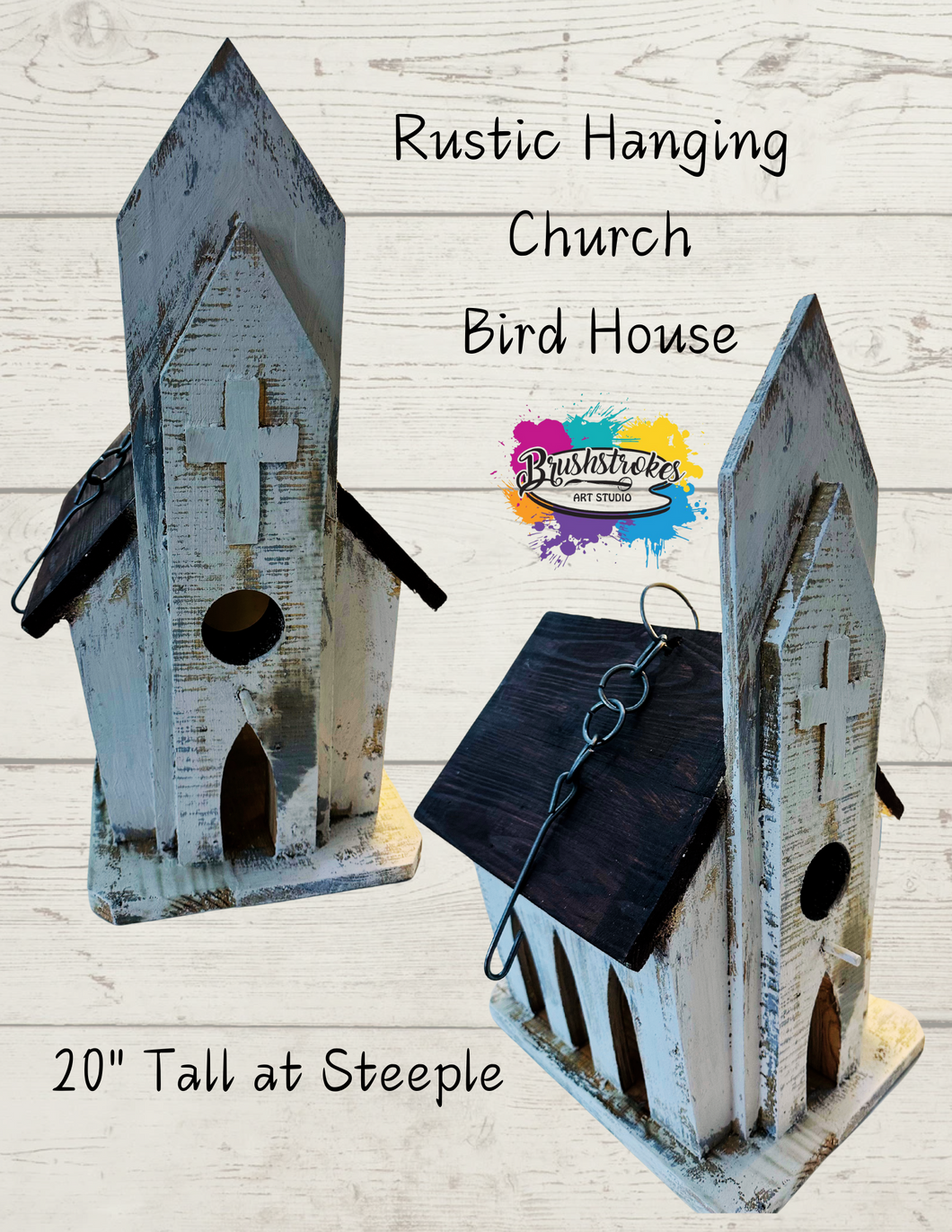 Rustic Hanging Church Bird House