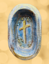 Load image into Gallery viewer, Hand Painted Prayer Dough Bowl with Glass &amp; Resin