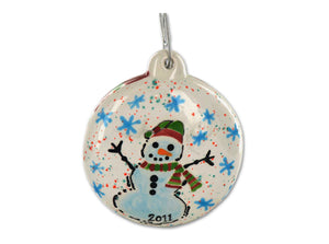 4" button ornament with ribbon (approximately 1" thick)
